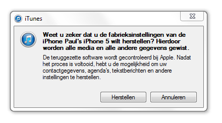 iPhone herstellen met iTunes