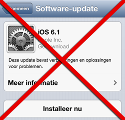 Voer geen Over The Air update uit naar iOS 6.1