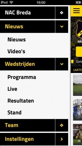 Clubmobiel Voetbal Live iPhone NAC Breda