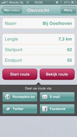 Fiets VL route uitstippelen iPhone