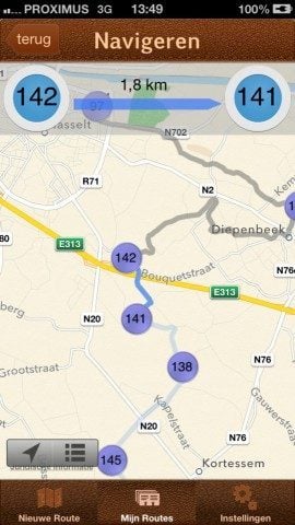 FietsKompas route uitzetten iPhone