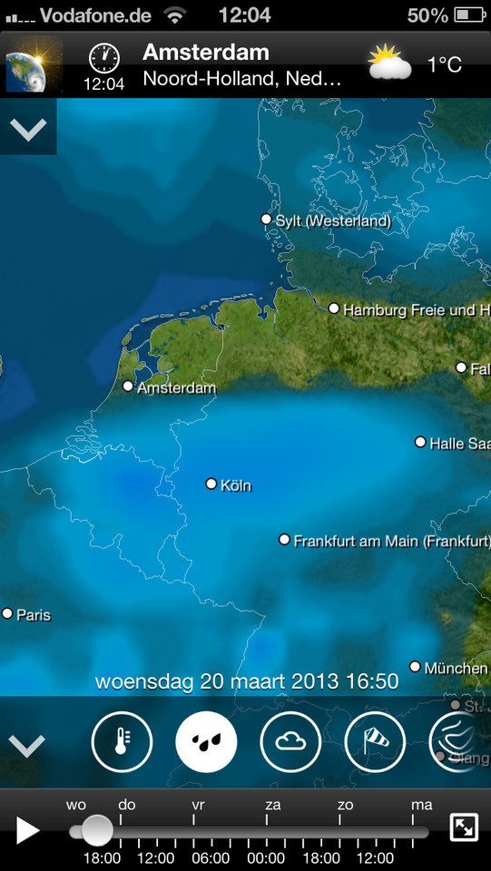 MeteoEarth neerslag Nederland iPhone