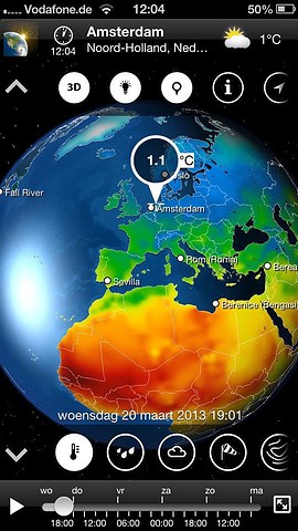 MeteoEarth planeet temperatuurkaart iPhone