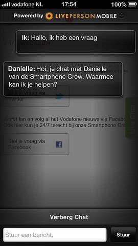 My Vodafone chatten met Smartphone Crew