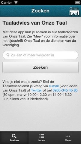 Onze Taal zoekbalk iPhone