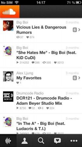 SoundCloud iPhone timeline