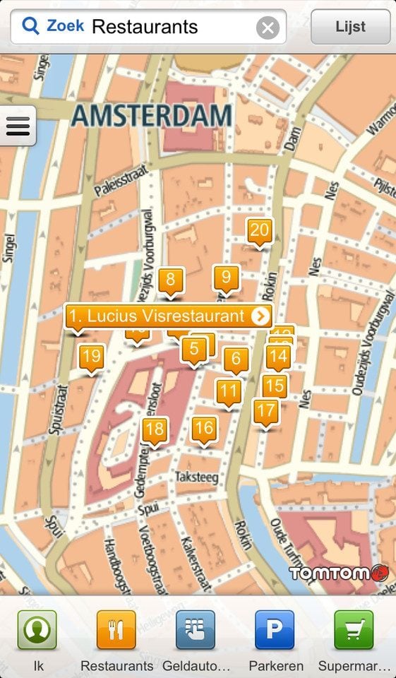 TomTom Places locaties op kaart