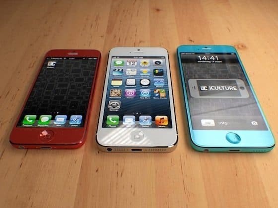 Concepten 4-inch budget-iPhone en 4,5-inch iPhone naast iPhone 5