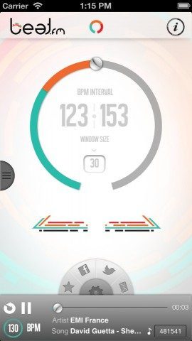 Beat.FM iPhone sporten BPM slider