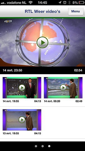 Buienradar weervideo's RTL iPhone