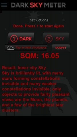 Dark Sky Meter resultaat geschreven iPhone