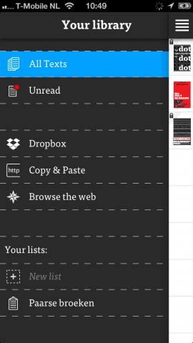 Dotdotdot Reader menu