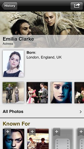 IMDb films actrice Game of Thrones