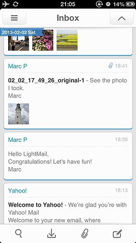 LightMail inbox met bijlages iPhone