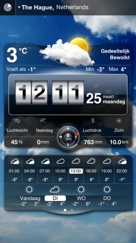 Live Weer iPhone uitgebreid weer