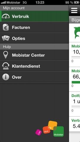 MyMobistar hoofdmenu iPhone