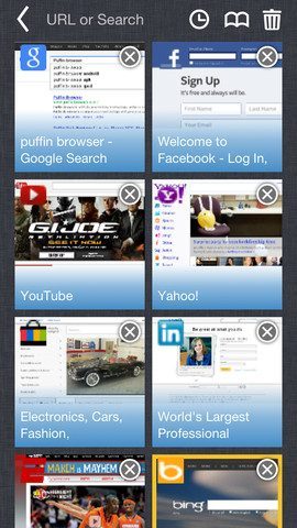 Puffin Web Browser nieuwe tabbladenpagina