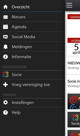 Socie iPhone menu linkerkant