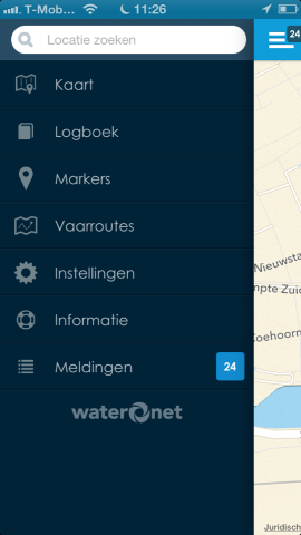 VaarWater 2 iPhone hoofdmenu