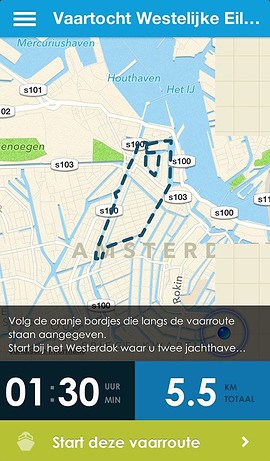 VaarWater 2 route in Amsterdam