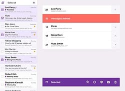 Yahoo Mail index met bewerkingsopties iPad