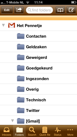 eMailGanizer mappen Folder iPhone