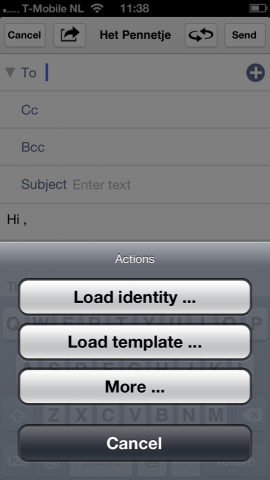 eMailGanizer sjabloon laden voor mail iPhone