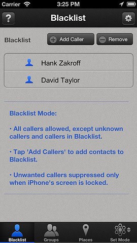 Call Bliss blacklist iPhone