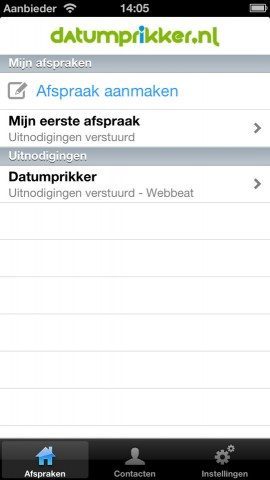 Datumprikker iPhone afspreken