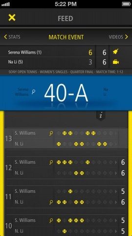 Live Score Tennis wedstrijd volgen