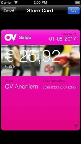 OV Saldo chipkaart in Passbook