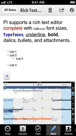 Pocket Informant rich text editor iPhone