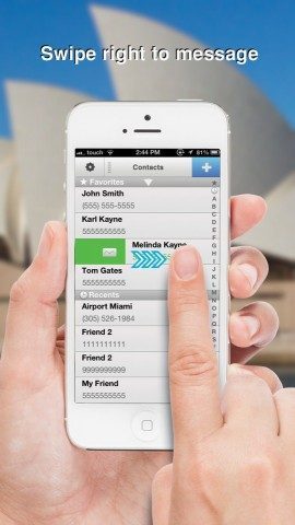 ReachFast Contacts swipen voor bericht