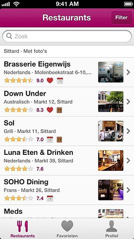 Restaurantgids Eet.nu lijst met resultaten