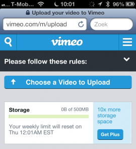 Safari Vimeo video upload