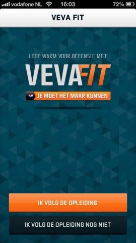 VeVaFit hoofdscherm