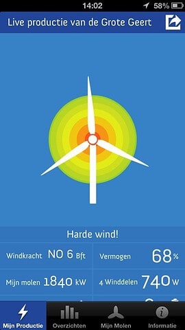 Windcentrale vermogen windmolen iPhone