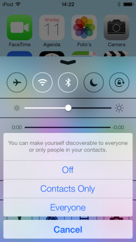 AirDrop Control Center