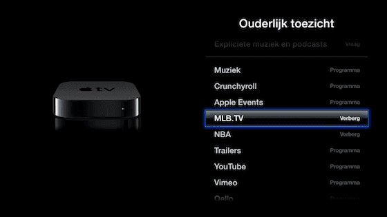 Apple TV iconen verbergen