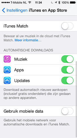Automatische downloads iOS 7