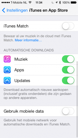 Automatische downloads iOS 7