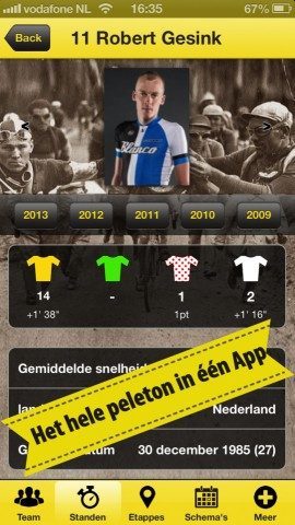 Le Tour 2013 spelers informatie iPhone