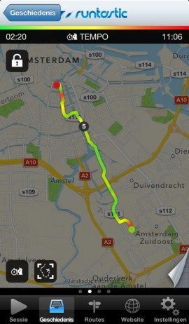 Runtastic gekleurde route prestaties