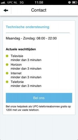 UPC Service wachttijden bellen