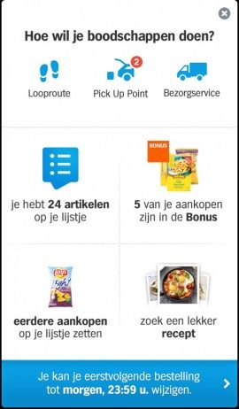 Appie Albert Heijn nieuwe hoofdmenu