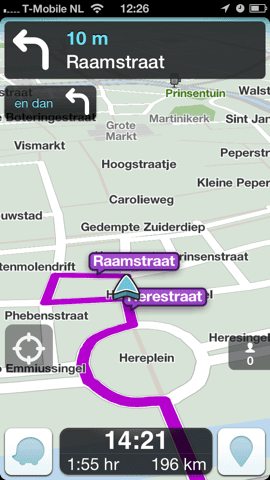 Navigatie-apps iPhone Waze route op kaart