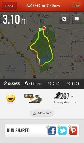 Nike plus route op kaart