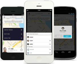 Uber taxi-app kosten splitsen
