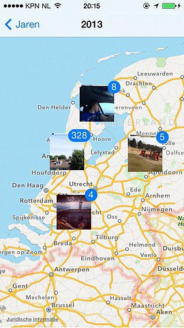 iOS 7 beta 4 Fotoweergave kaart