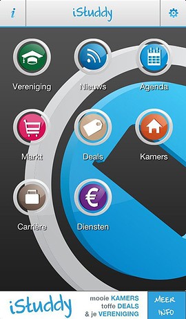 iStuddy NL iPhone-app hoofdmenu